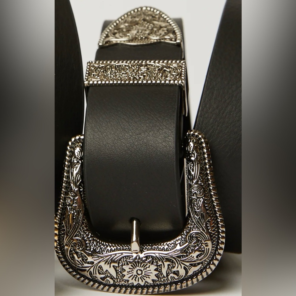 B-Low The Belt Frank Leather Single Buckle Belt Blk/Silver Size X-Small Like-New - Picture 6 of 6